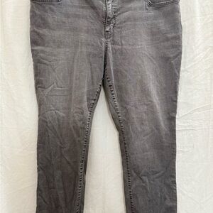 Lauren Ralph Lauren Gray Denim Jeans Womens 18W Plus Mid Rise Stretch Cuff EUC